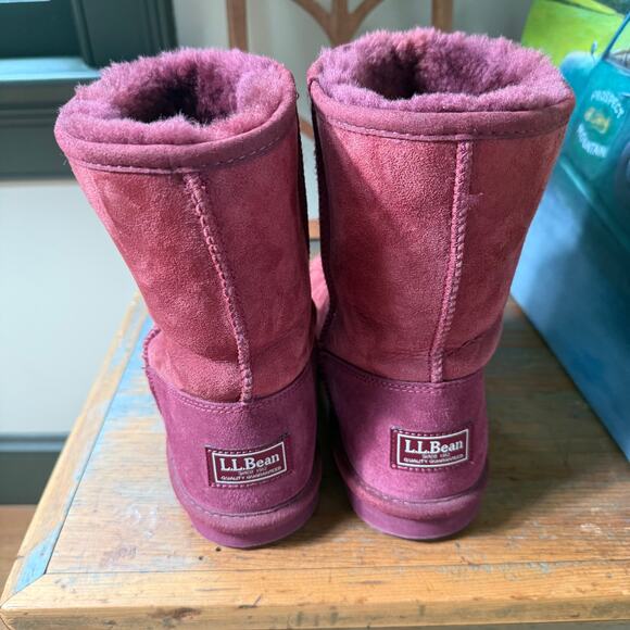 L.L. Bean Wicked Good Shearling Boots Size 7 Short Purple Cozy - Picture 5 of 7